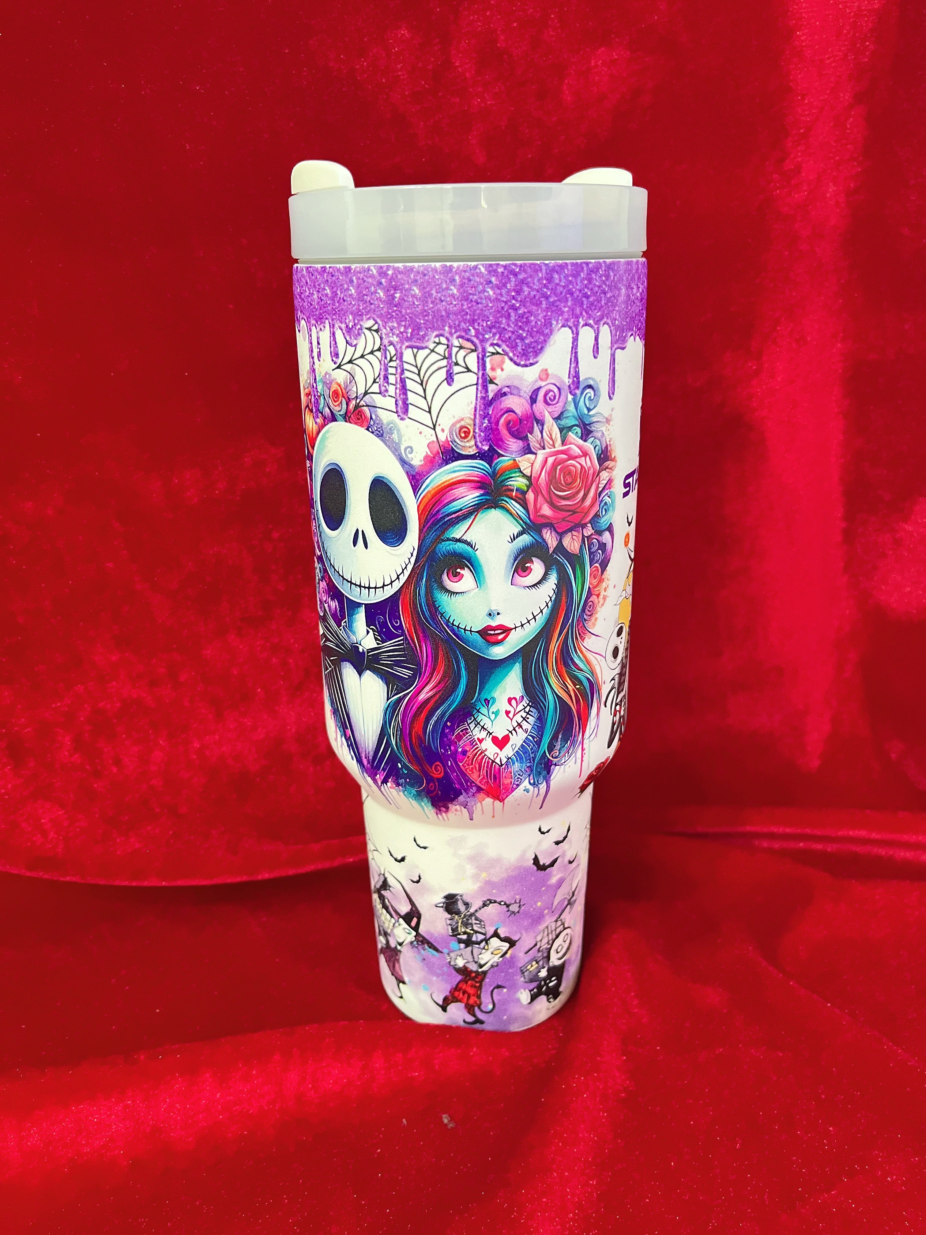 Jack and Sally Stanley Cup 40oz tumbler inspired by The Nightmare Before Christmas